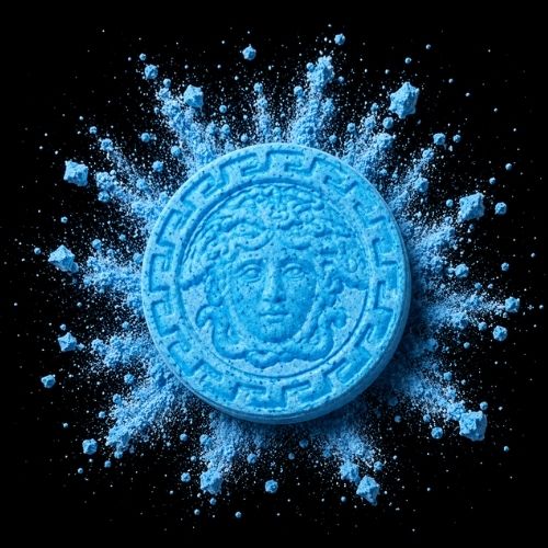Medusa Blue Pressed Pill - 200mg MDMA - Moon Houz Medusa Blue Pressed Pill - 200mg MDMA